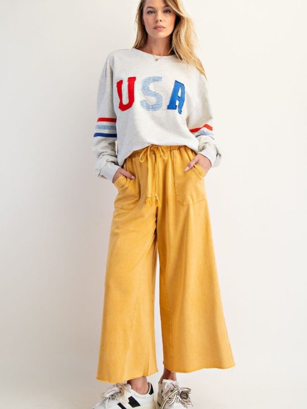 EASEL WASHED TERRY KNIT WIDE PANTS